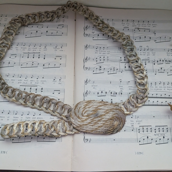 Elegant Gold and Silver Woven Metal Necklace And Matching Belt Made In Greece - Picture 10 of 11